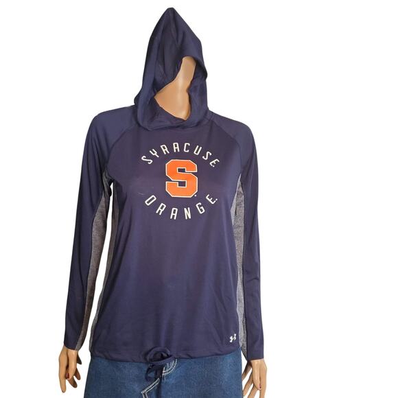 Under Armour Size M Woman's Syracuse Orange Heatgear Loose Light Hoodie Blue - Picture 1 of 6
